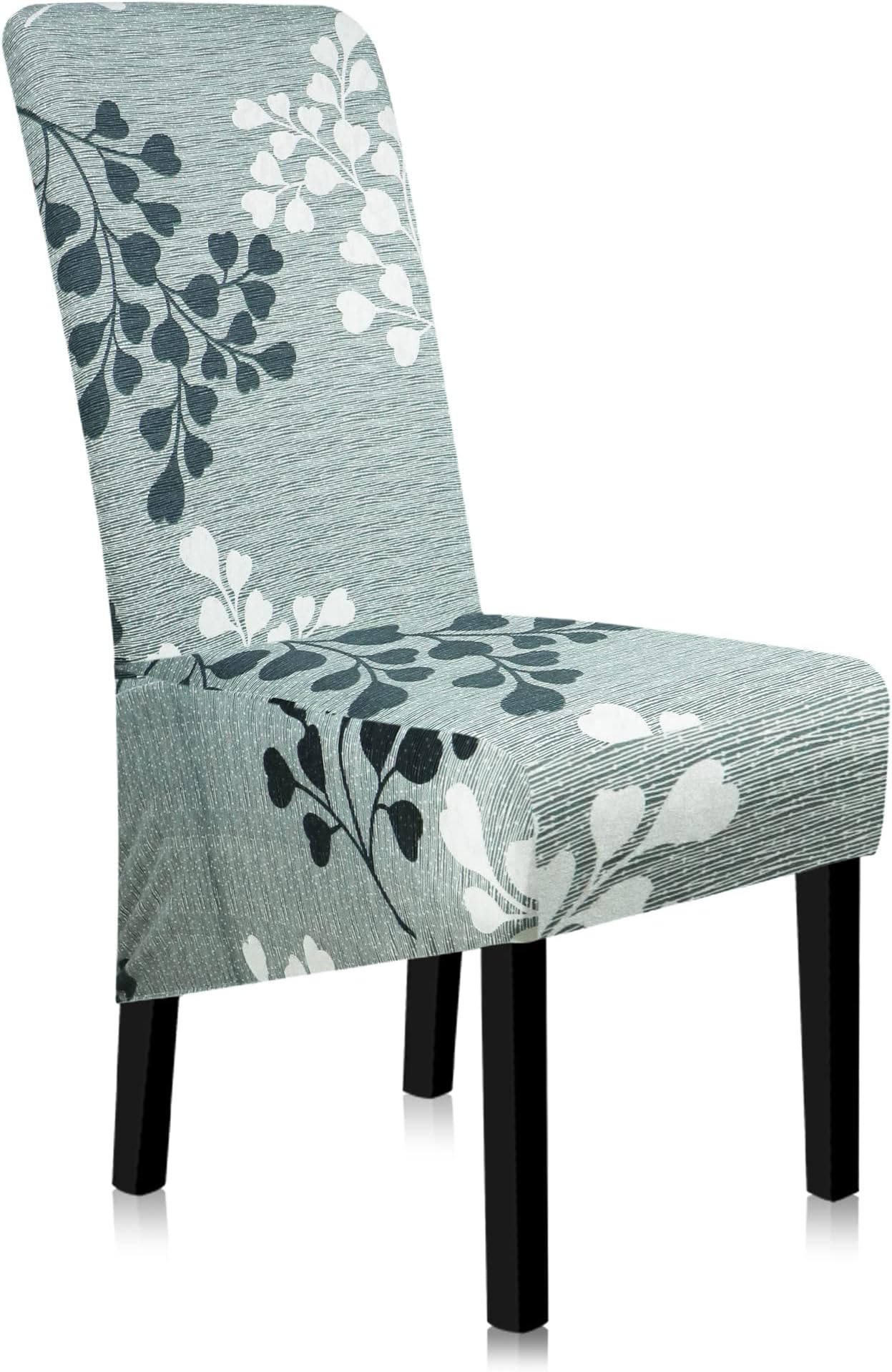 Stretch Dining Chair Covers, XL/Oversized Removable Washable Soft Spandex High Back Large Chair Cover Slipcover for Dining Room Kitchen Hotel Table Banquet (4 Per Set, YZQ)