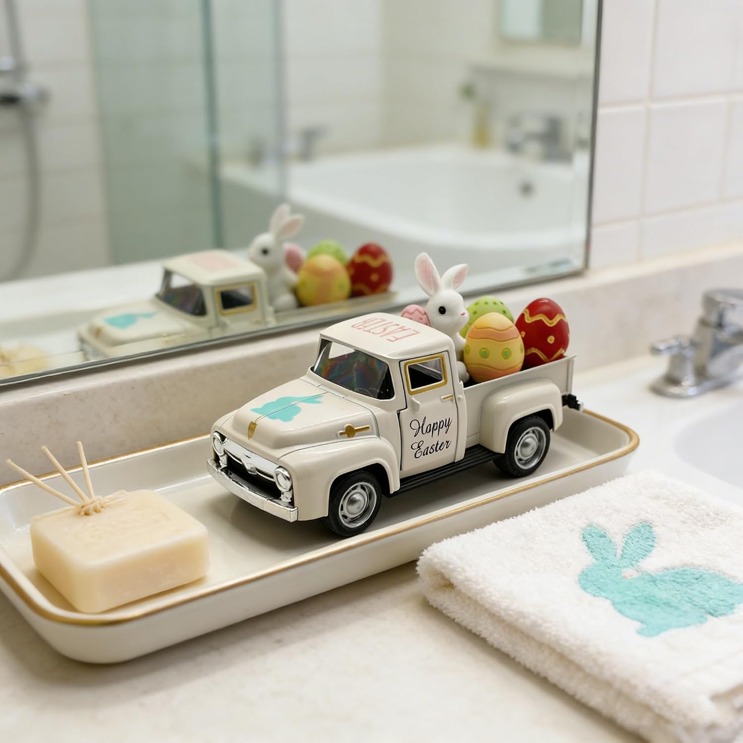 Mjaie Cars Diecast Collectibles Easter Home Decor Diecast Car Models Spring Decoration