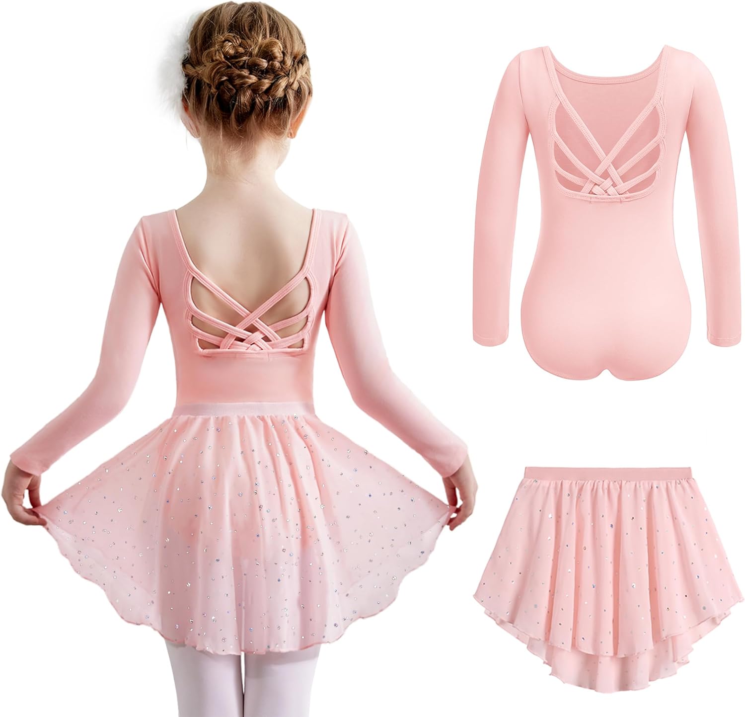 ZYXWVU Tutu Danza Classica Bambina a Maniche Corte Vestito Ballerina Bambina
