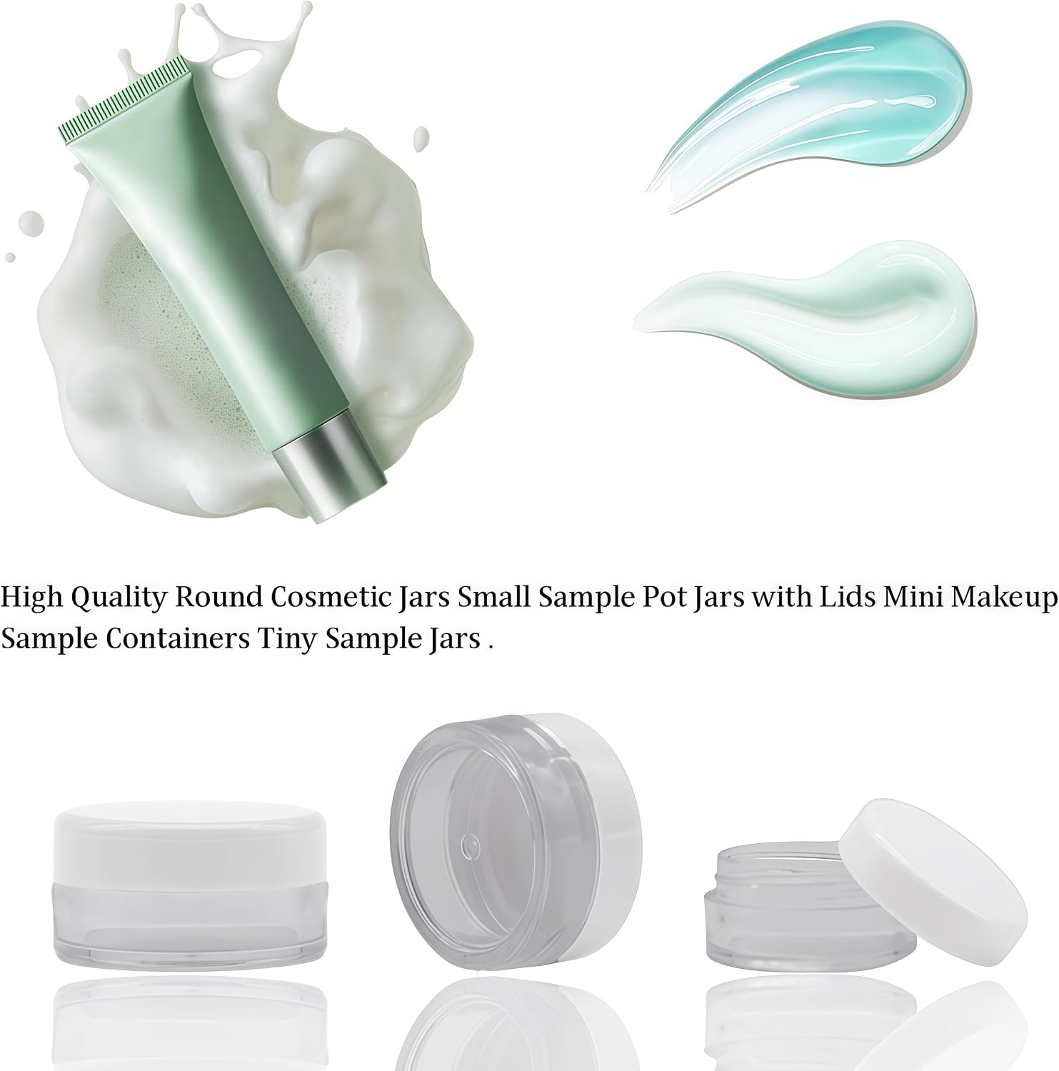 50 Pieces Round Cosmetic Jars 5 Gram Small Sample Pot Jars with Lids Mini Makeup Sample Containers Tiny Samples Jars for storing various cosmetic DIY Making（White/5g） image 3