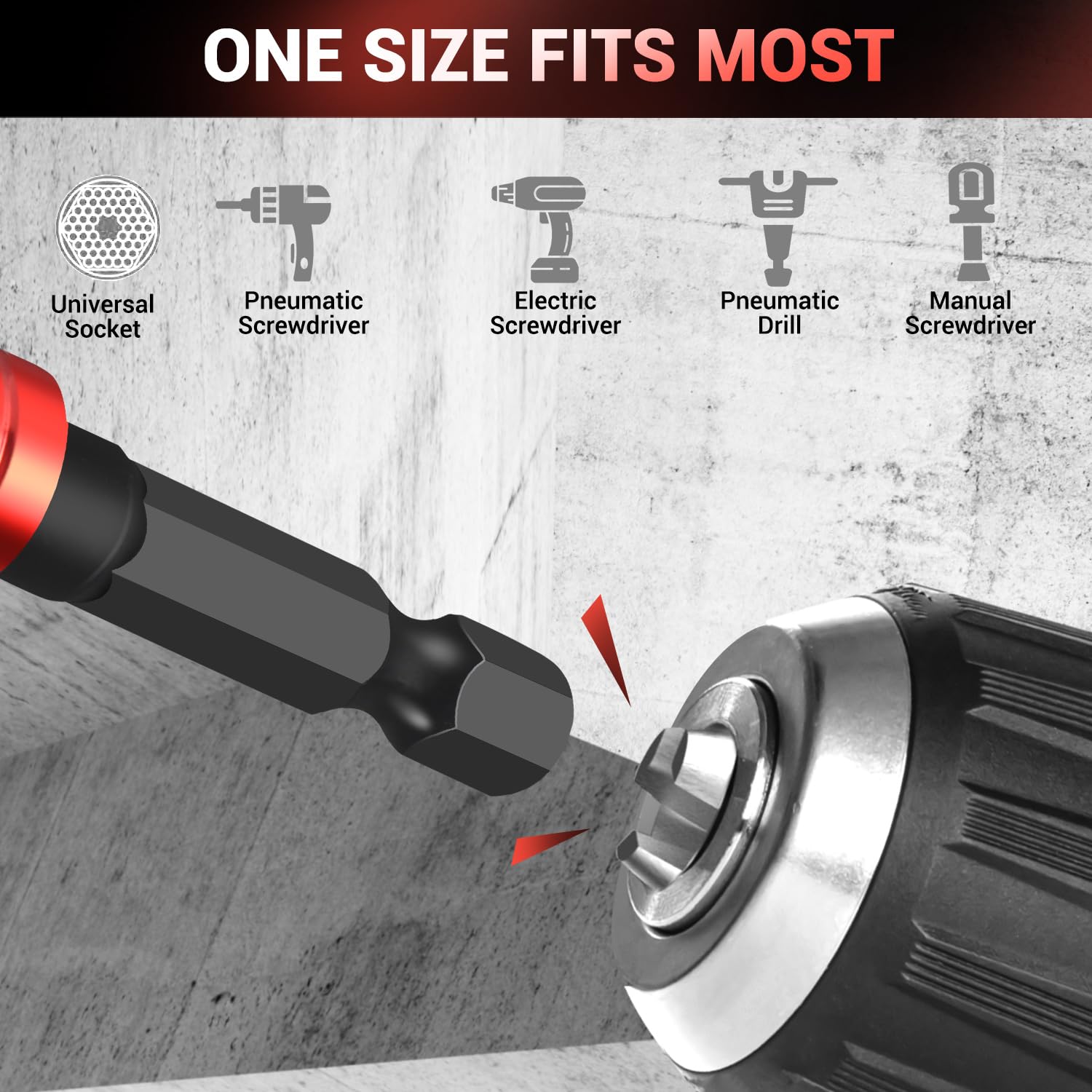 8-Piece Impact Driver Socket Adapter, 1/4", 3/8", and 1/2" Impact Socket Adaptor Set - Image 4