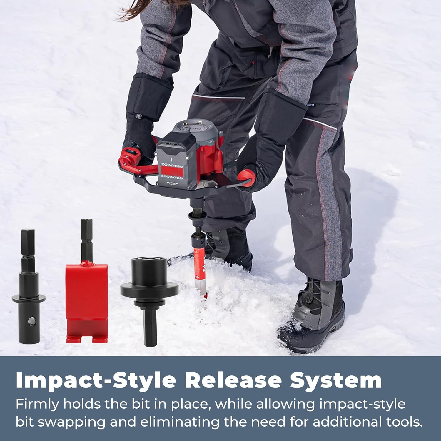 42494 Ice Fishing Auger Kit Compatible with Eskimo Drill, Ice Auger Drill Adapter is Designed for Connection to Pistol Drill Bits and Augers, Ice Auger Drill Attachment Quick Connect Kit