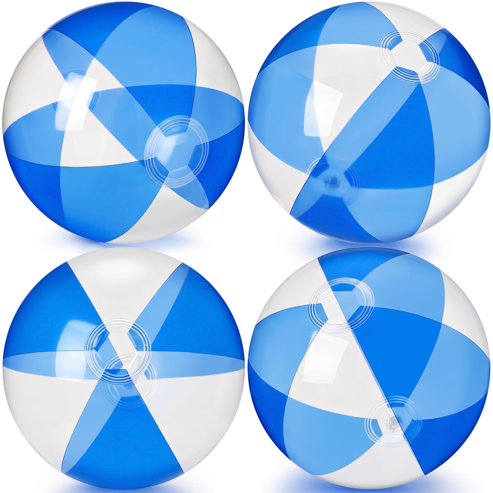 MiniInflat 4 Pack Pastel Beach Balls,Clear Blue &amp; Clear,16 Inch