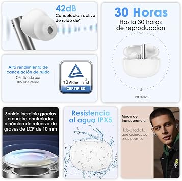 realme Buds Air 3 سماعات أذن لاسلكية ، إلغاء الضوضاء النشطة ، سائق تعزيز باس ديناميكي 10 مم ، حتى 30 ساعة وقت اللعب ، IPX5 مقاومة الماء