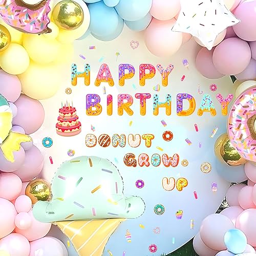 Vista 3 de Barri Design Suministros para fiesta de feliz cumpleaños, decoraciones de primer cumpleaños para niños, telón de fondo de fiesta de caramelo