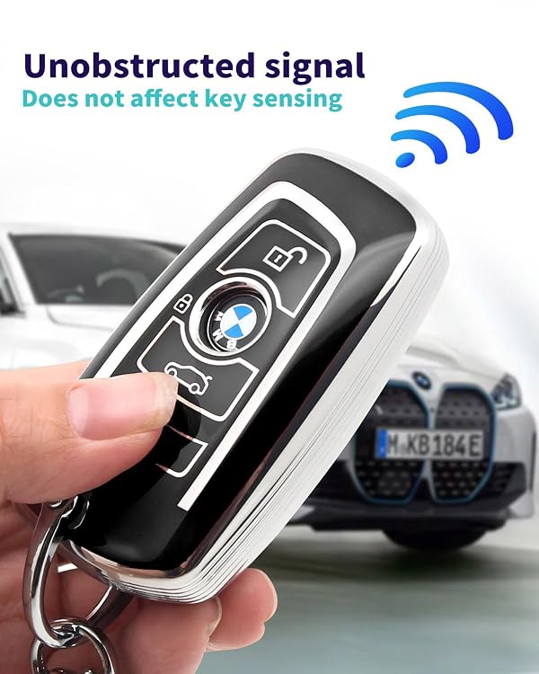 HAOYOUMEI Suitable For BMW Key.Advanced soft TPU key case is compatible with 1 X1 X3 2 X4 4 X5 5 X6 M5 M6 6 7 F20 3 GT3 GT5 key 360 Degree full protection key (Type A Black Key Cover + key chain set) by HAOYOUMEI - Image 5