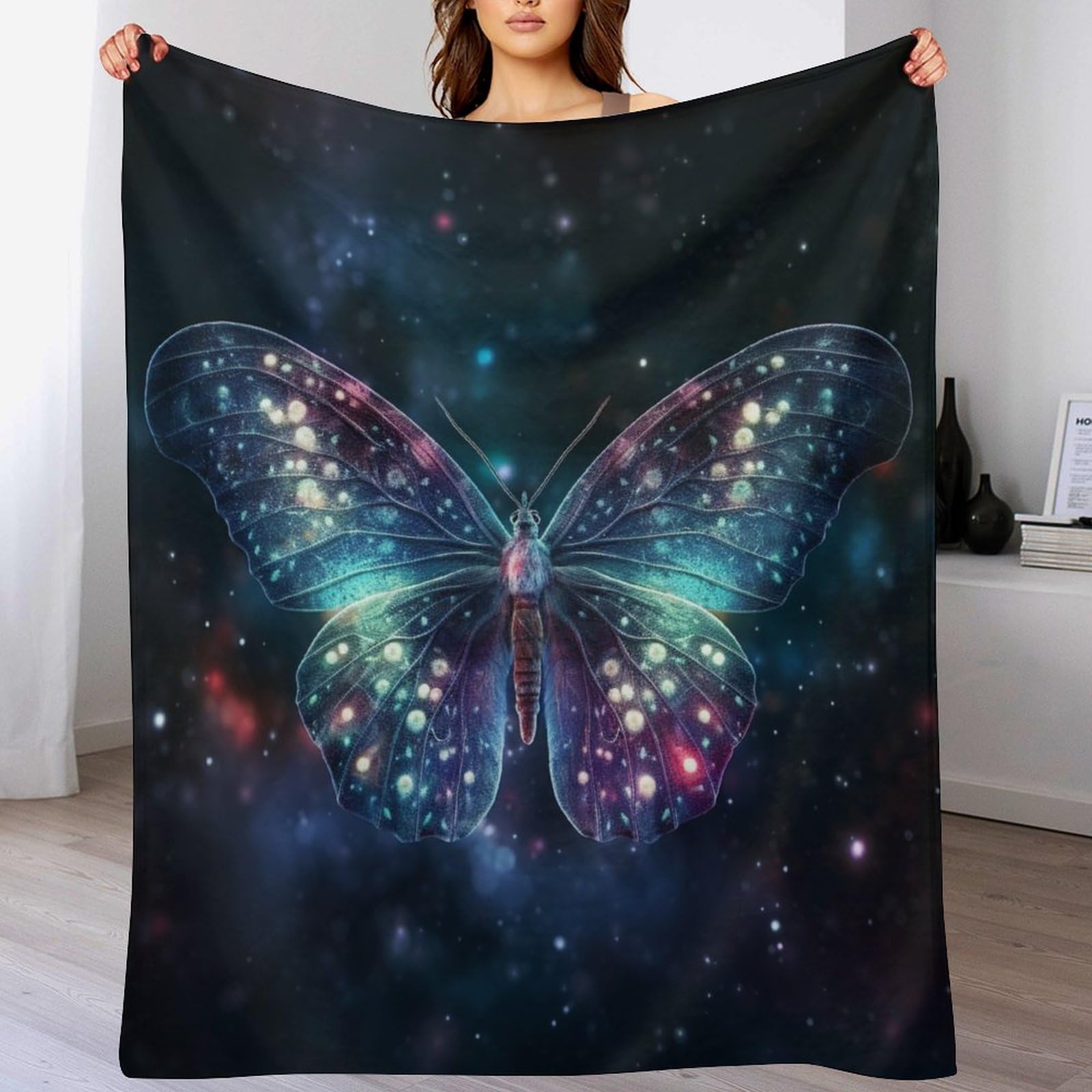 Manta de franela de forro polar 3D con diseño de mariposas suave para cama y sofá 180x200 cm