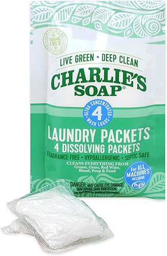 Miniatura 2 de Charlie's Soap Paquete de 2 paquetes de lavandería hipoalergénicos sin perfume, paquete de 2 (8 cargas totales)