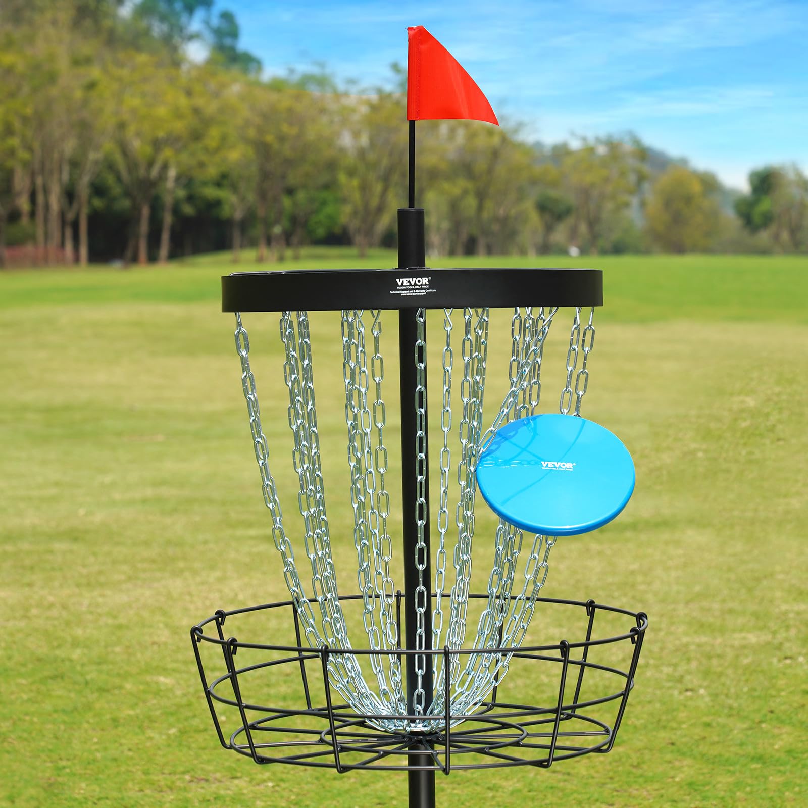VEVOR Canasta de Golf con Disco de Cadenas Objetivo Portátil para Uso en Interiores y Exteriores, Equipo de Entrenamiento Profesional, Negro