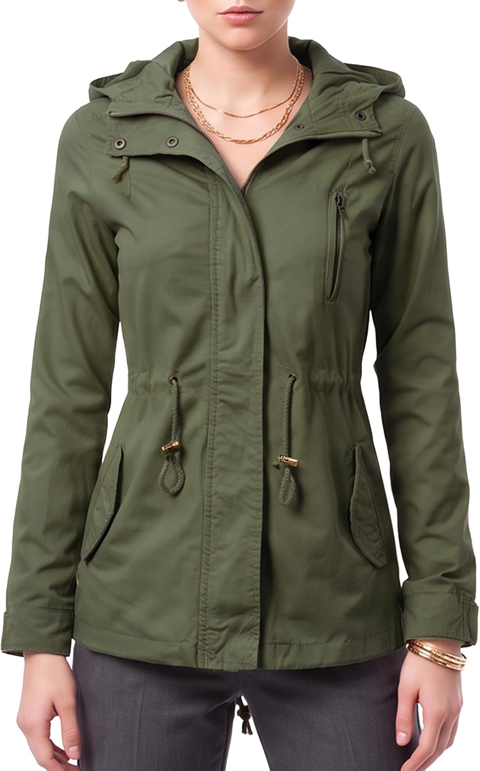 Design by Olivia Women's Military Anorak Safari Hooded Utility Jacket