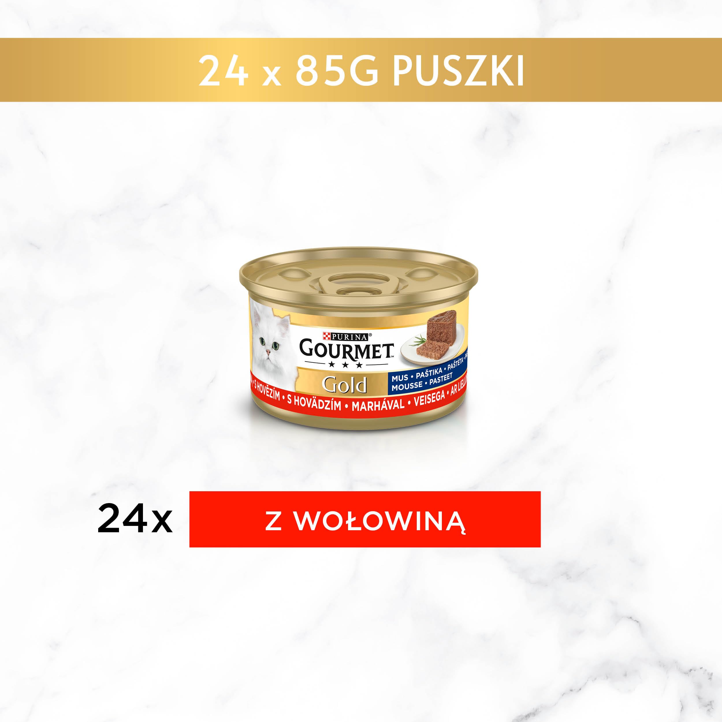 GOURMET GOLD | Karma mokra dla dorosłych kotów | Mus z Wołowiną | 12x85g
