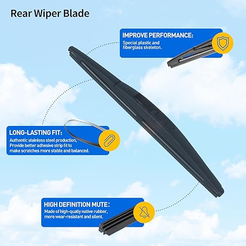 Miniatura 3 de DECARTON Juego de limpiaparabrisas trasero  Reemplazo para Honda HR-V 2016-2022 Conjunto de limpiaparabrisas trasero y limpiaparabrisas trasero
