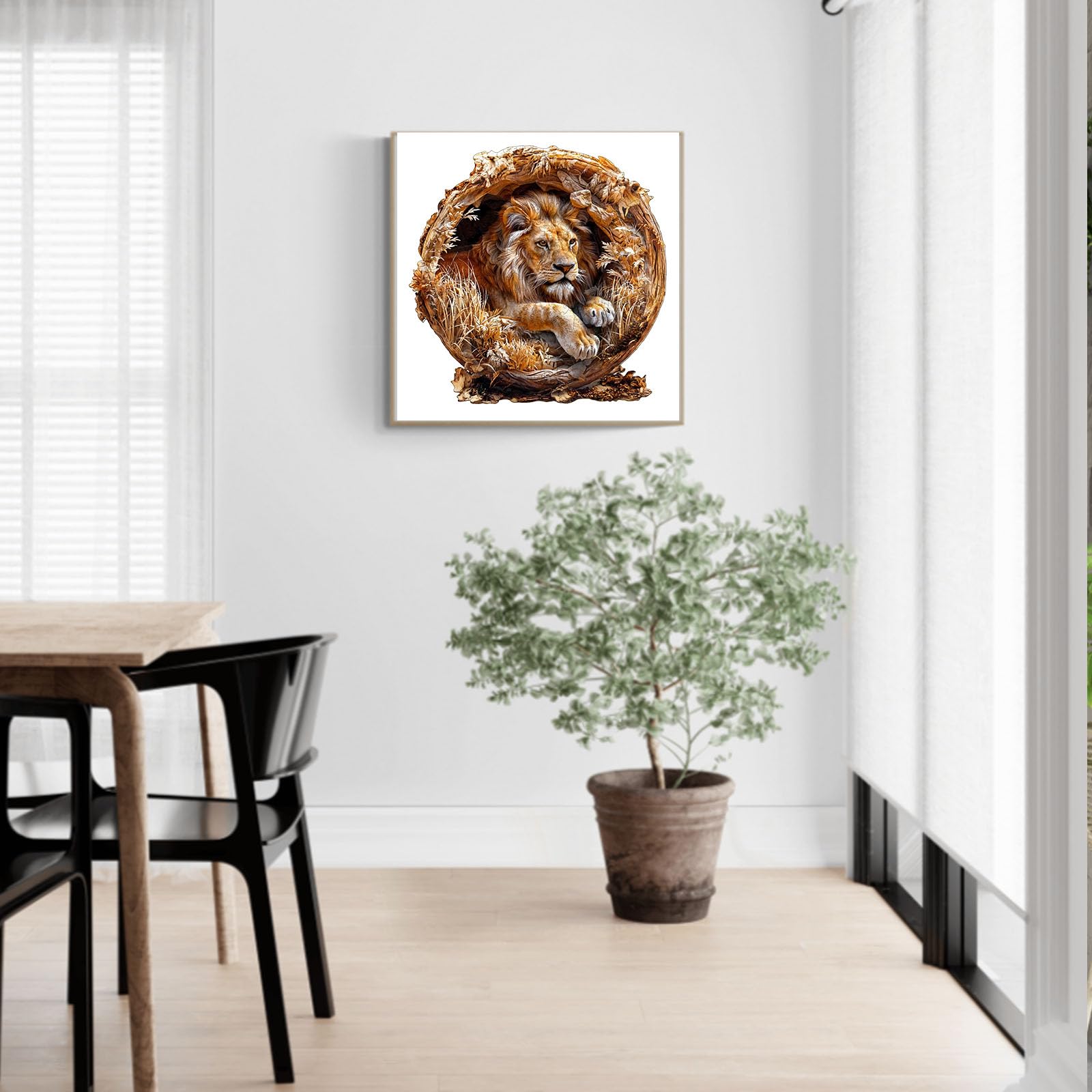 Puzzle Bois Adulte, Le Lion 3D Puzzle en Bois Animaux, Puzzles Animal Unique pour Adulte, 3D Lion Wooden Puzzles 575pcs-XL-44 * 44cm