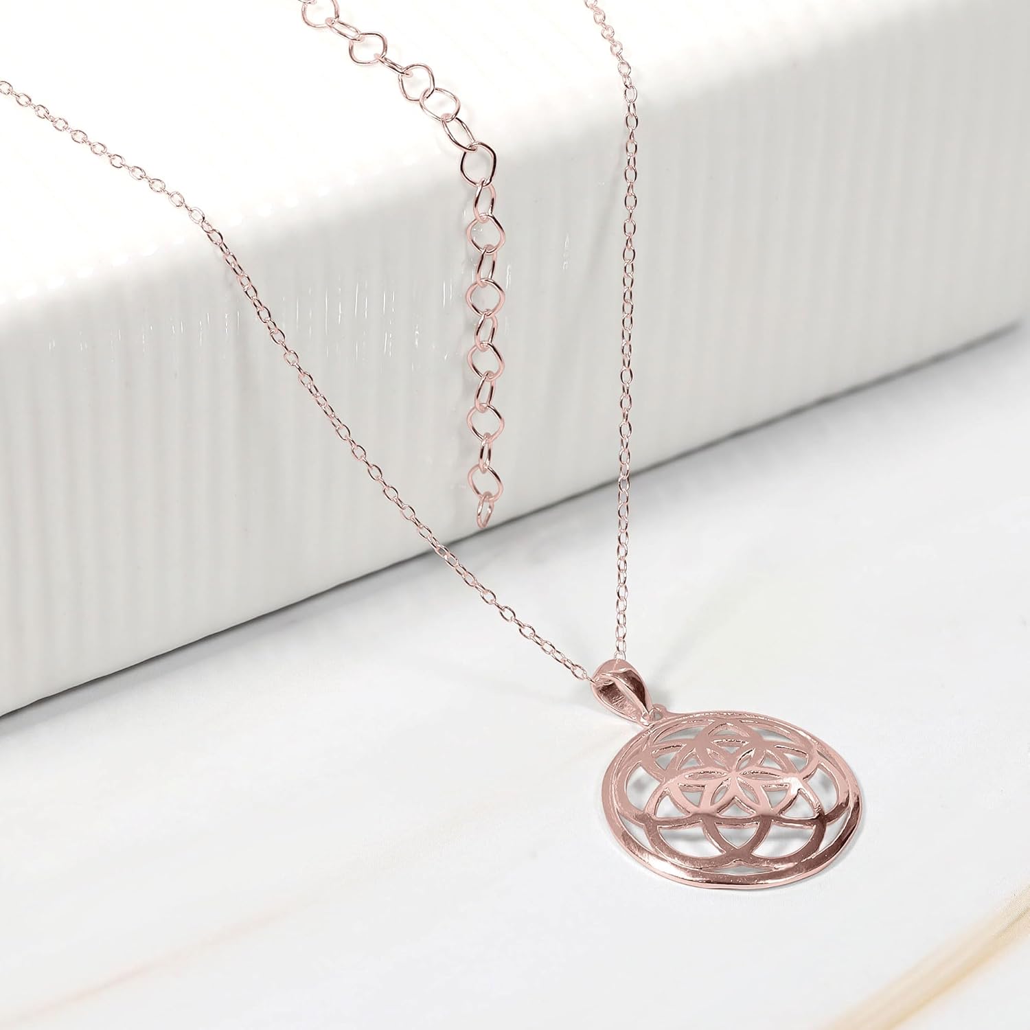 Hoops & Loops 925 Sterling Silver High Polished Celtic Knot Round Necklace for Women Men, Silver, Rose Gold, Yellow Gold - Image 5