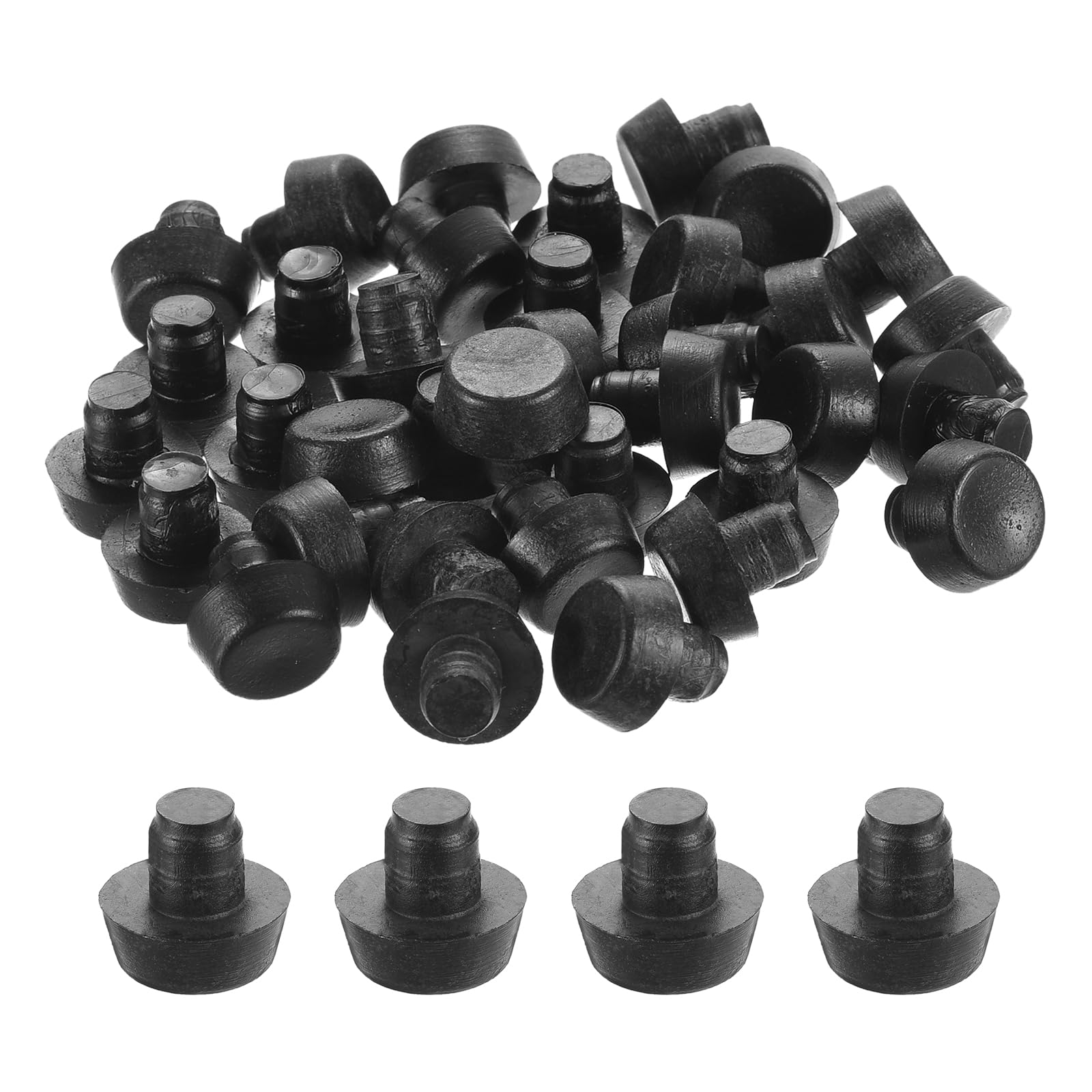 sourcing map 36Pcs Table Top Bumpers with Stem, 6mm/0.24Inch Black Rubber Bumper Grippers Anti Collision Slip Table Spacers for Patio Table Cabinet Furniture (Fit 1/4Inch Hole)