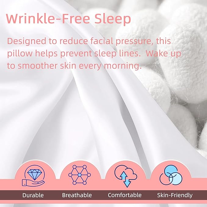 Almohada Antiarrugas Satinada para Dormir de Lado, Relleno Poliéster, Tamaño Mediano miniatura 3