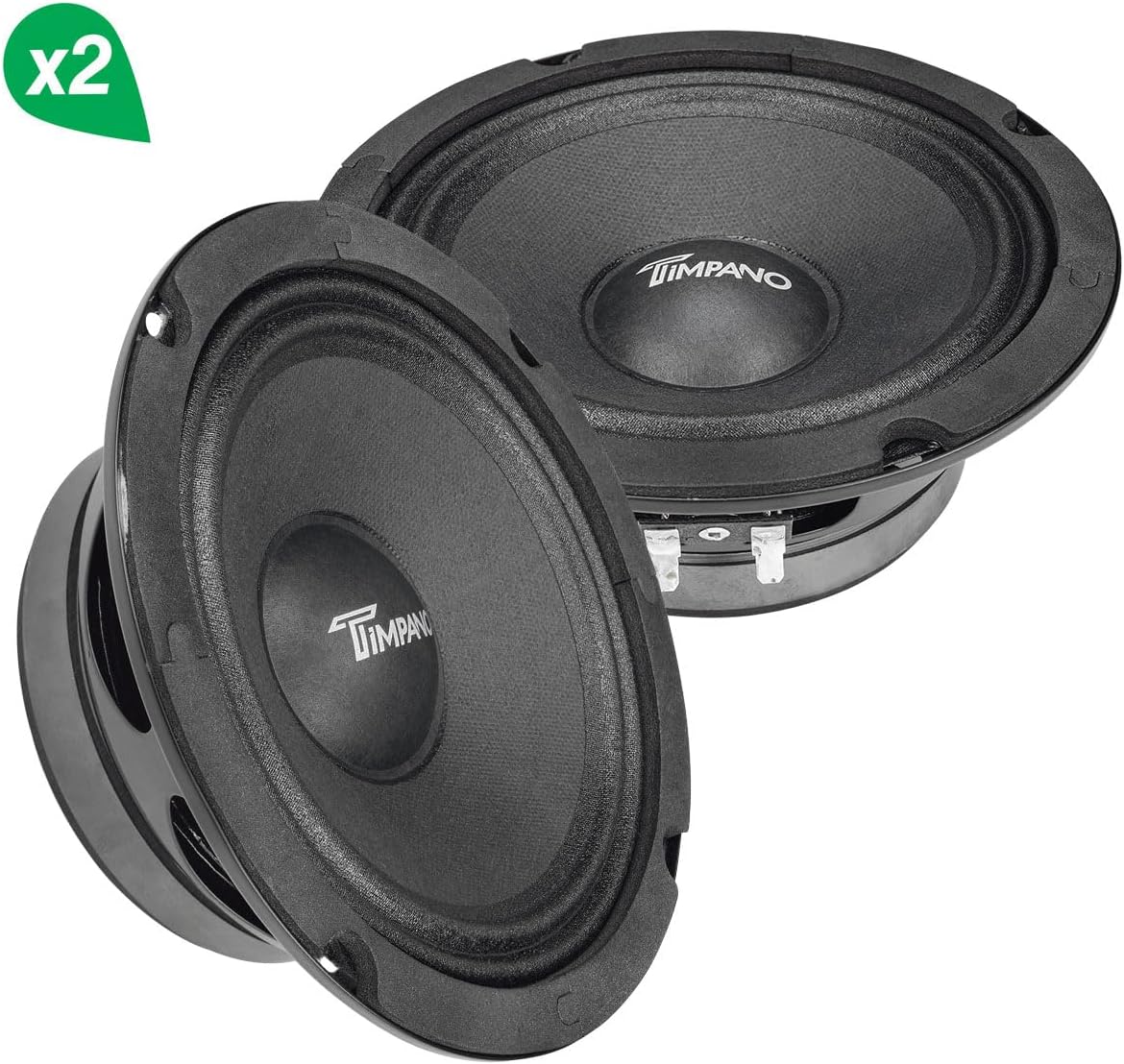 Timpano 6.5 Inch Shallow Midrange Speaker 500 Watts TPT-MR6-4 PRO Bundle 6.5 Midrange Speakers 4 Ohm Shallow Mount Car Audio Speaker, Pro Audio Loudspeaker Compact for Doors (Pair)