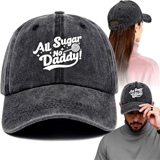 All Sugar no Daddy Funny Printed Cotton Baseball Cap Adjustable Retro Washed Lightweight and Breathable Unisex Adult Humor Gag Hat, Gifts for family Men Women Friend Bestie Coworker sweet tooth lover