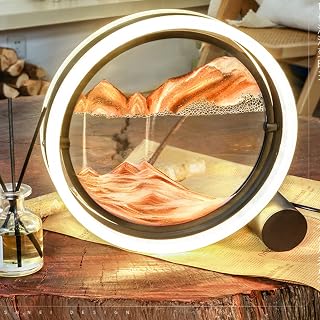 LEVINE Lámpara de Reloj de Arena, Reloj de Arena artístico, Adornos Decorativos 3D, Pintura de Arena movediza, Sala de Estar, decoración de Oficina, (Color: Amarillo, tamaño: 31,5 x 30 cm)