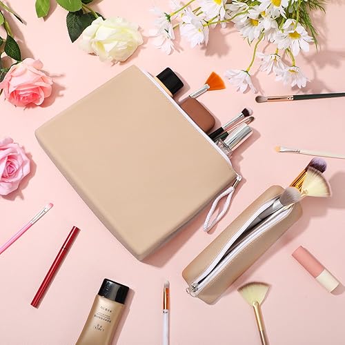 Miniatura 5 de Bolsa de maquillaje de silicona grande, soporte para brochas de maquillaje, bolsa de cosméticos de silicona suave con cremallera, impermeable,