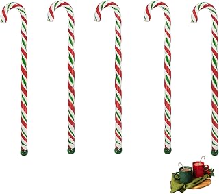 Christmas Candy Cane Glass Stir Sticks - 7.1" Cute Swizzle Stick for Coffee & Cocktails - Festive Red, Green& White Striped Design - Holiday Party Drink Mixers Essentials (5-Pack)