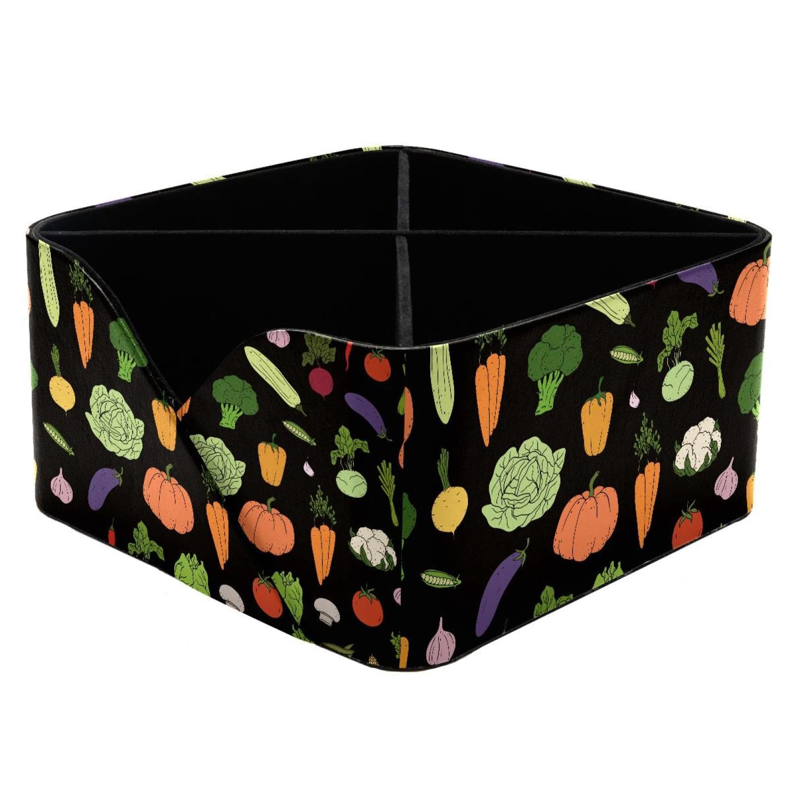 KengjuTesu Colorful Vegetables Pattern Desktop Organizer Pen Holder, Rectangular Pencil Cup for Office, Study and Makeup Stations