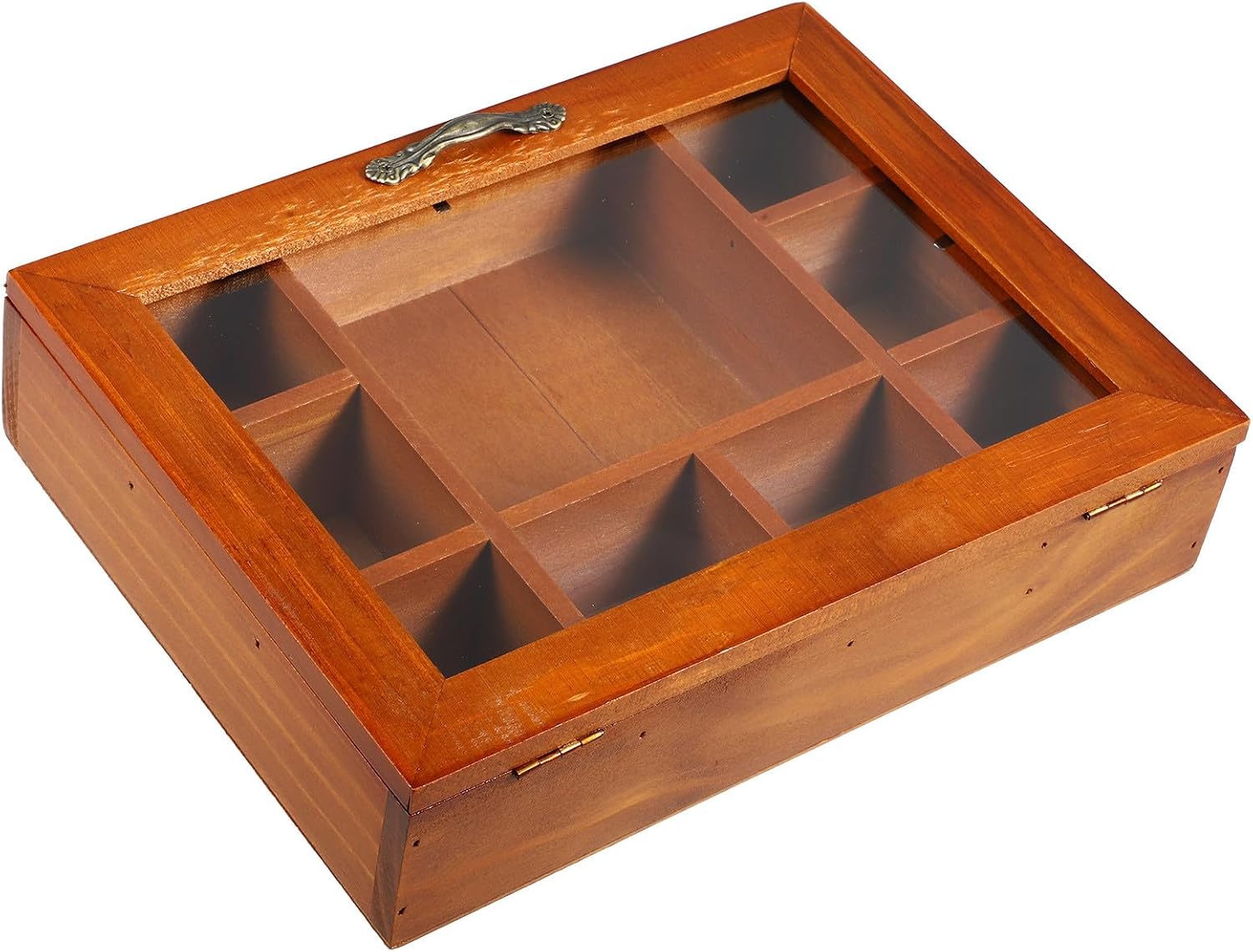 Vintage Wooden Jewelry Organizer Box with Acrylic Cover Multifunctional Storage for Hair Ties Earrings Necklaces Bracelets and Makeup Accessories Decorative Vanity Organizer