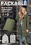 Zando Women Rain Jacket Long Waterproof Hooded Outdoor Rain Coat Lightweight Packable Windbreaker Trench Coats