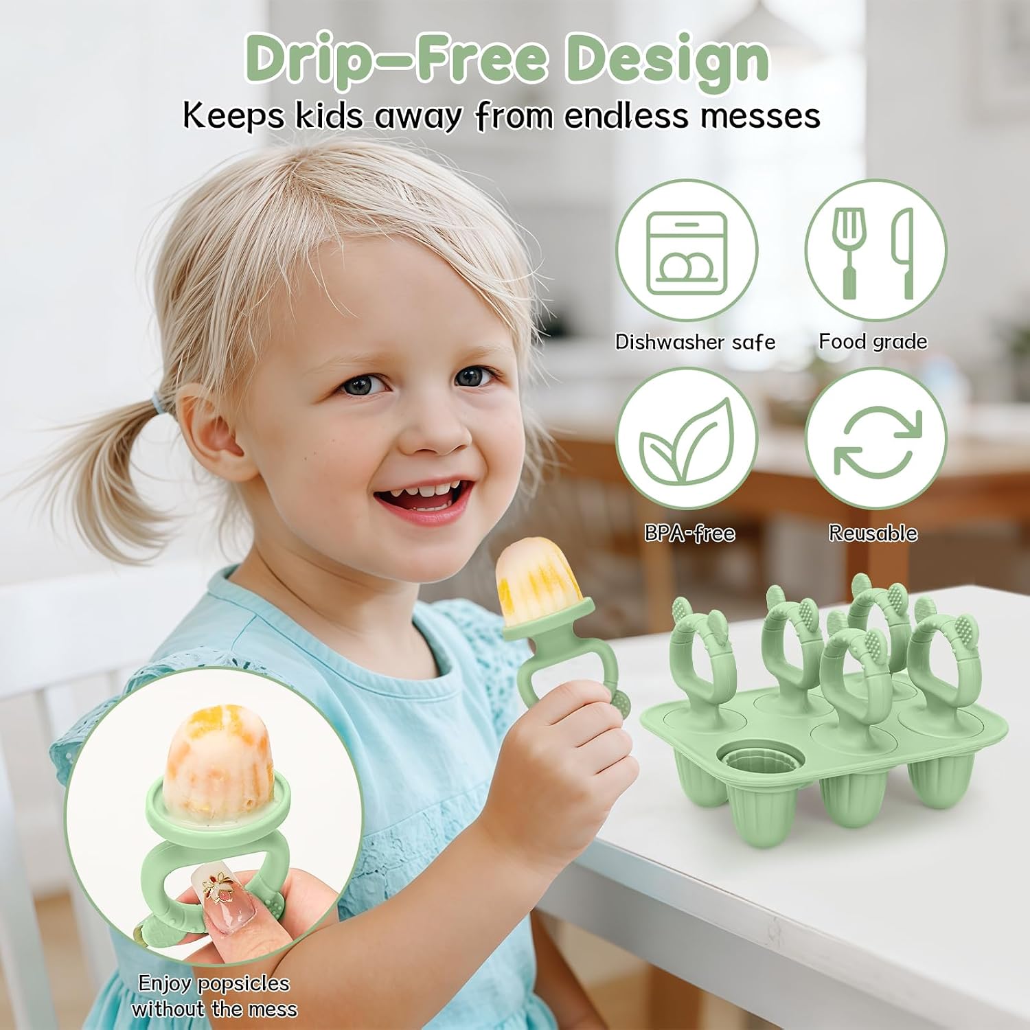 Silicone Baby Popsicle Molds with Sticks, Mini Popsicles Molds for Babies