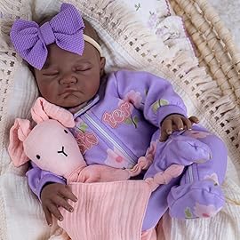 Aori Black Reborn Baby Girl Dolls 20 Inch Biracial American Doll with Soft Cloth Body & Realistic Rooted Hair, Lifelike Weighted Reborn Toddler Doll, Includes Outfit & Gift Set - Safe for Ages 3+