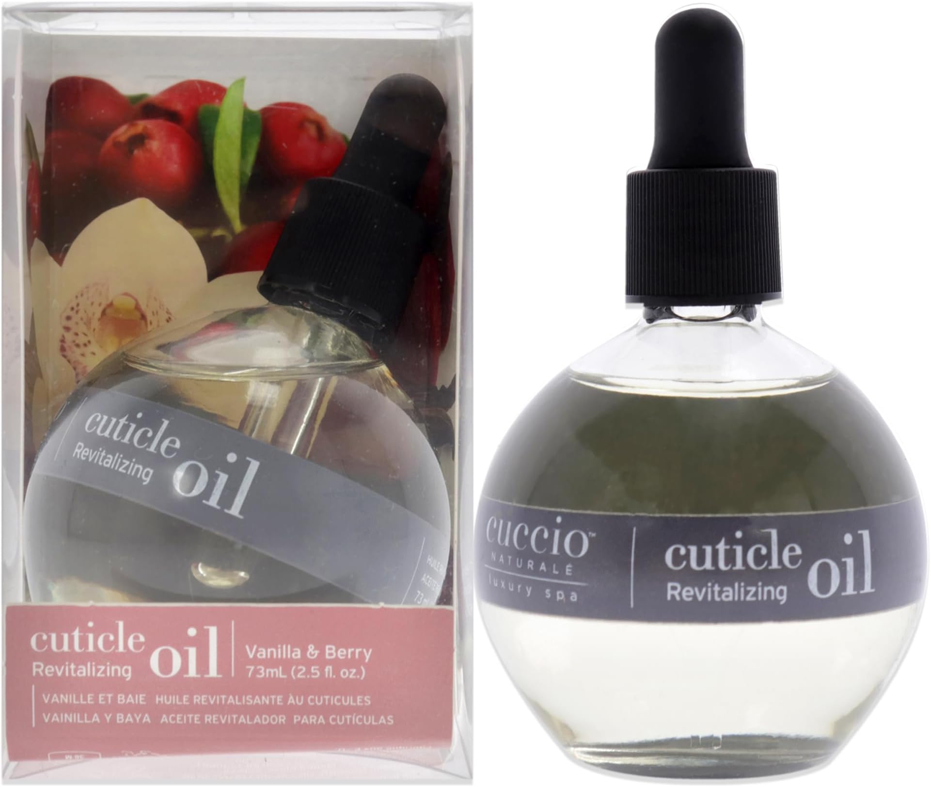 Cuccio Naturale Vanilla & Berry Revitalizing Cuticle Oil, Lightweight Fast-Absorbing Hydrating Nail & Cuticle Conditioner, Cold-Pressed Oils + Vitamin E, 2.30 Fl Oz