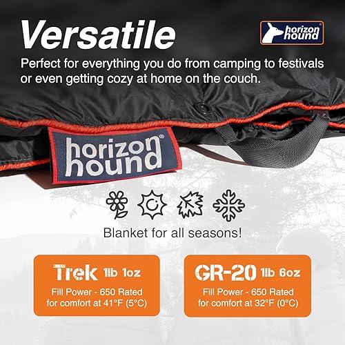 Miniatura 6 de Horizon Hound Down - Manta de acampada para exteriores, ligera, plegable, compacta, impermeable y cálida para camping, senderismo, viajes, 650 Fill