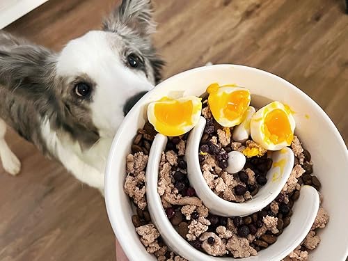 Miniatura 2 de Comedero Lento para Perros, Tazón de Cerámica de 3 Tazas con Laberinto para Perros MedianosGrandes  Plato Antideslizante Blanco para Mascotas, Lindo