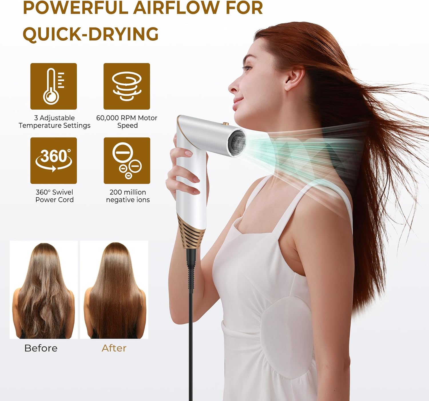 5 in 1 Blow Dryer Brush,Hair Dryer Brush with Detachable Air Styler,Negative Ionic Magic Hair Styler,Hot Air Brush for Women Volumizer,Straightener,Drying - Image 5