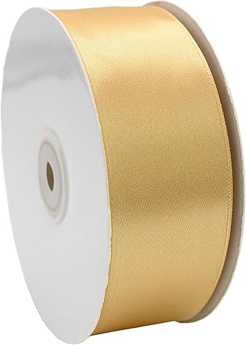 Miniatura 3 de Cinta de satén dorada de doble cara de 1-12 pulgadas x 50 yardas, cintas doradas de poliéster para envolver regalos, cinta de tela para