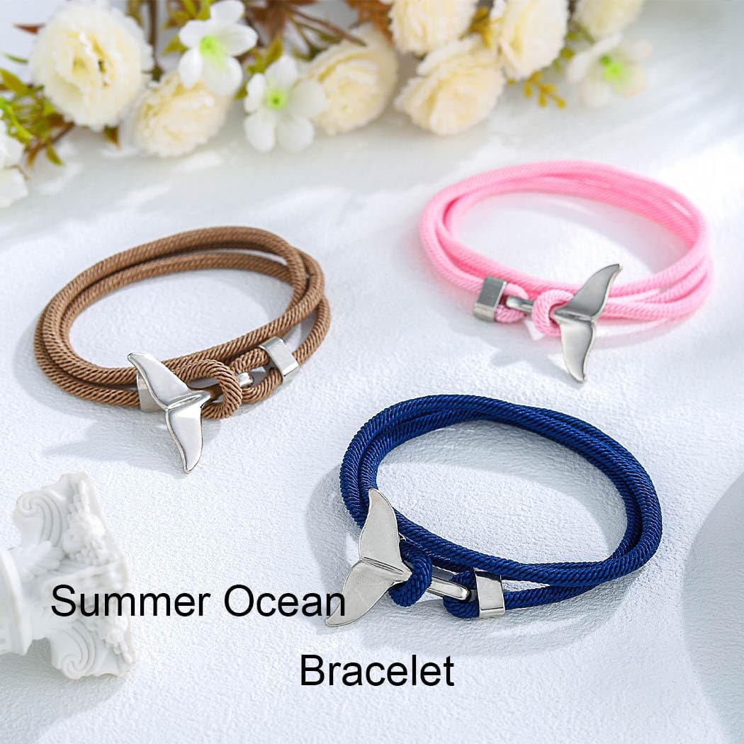 Whale Tail Bracelet Vintage Beach Bracelets Summer Ocean Bracelet Rope Jewelry for Women and Men