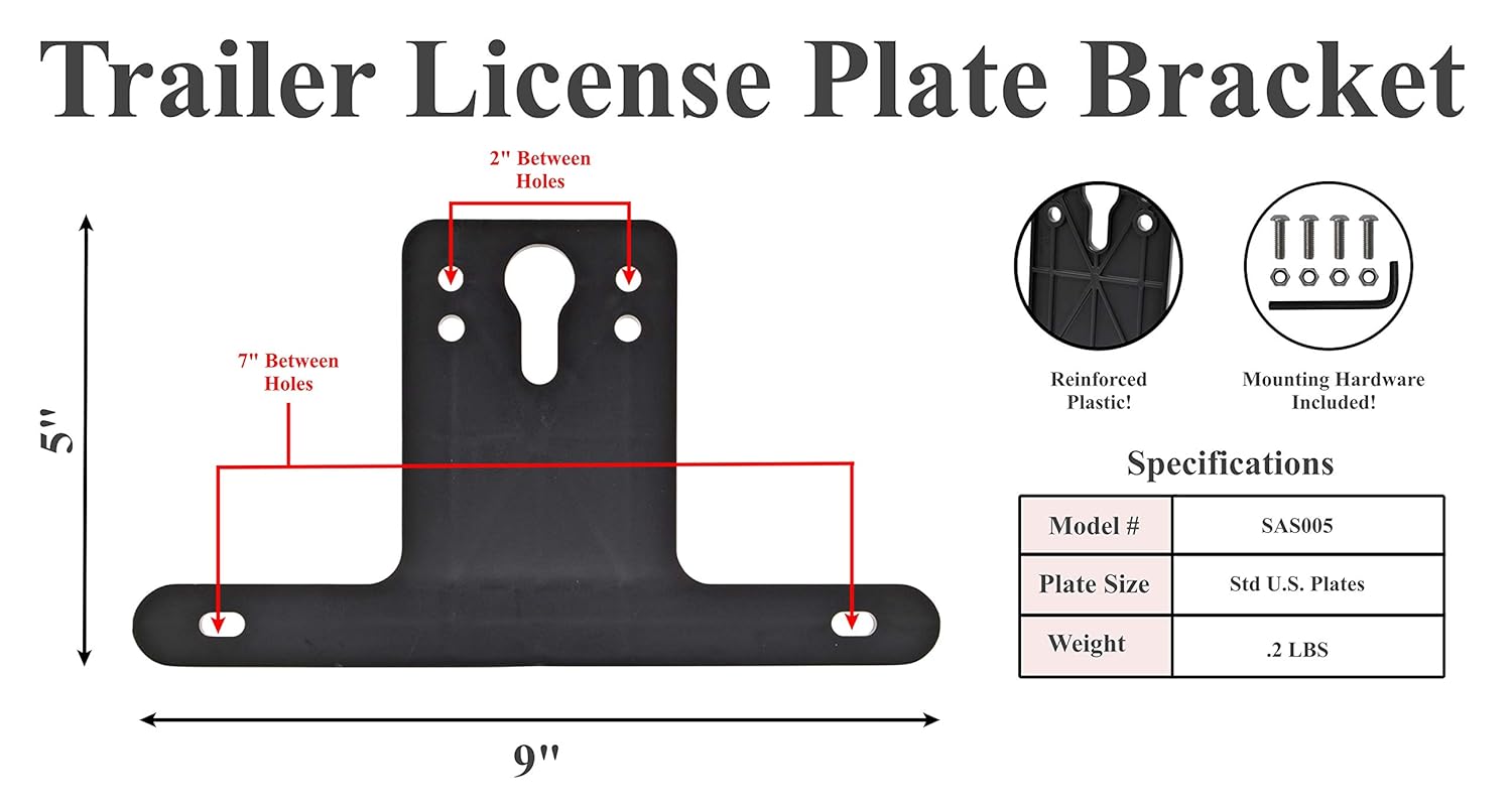 Up To 40% OFF Plastic Reinforced Trailer License Plate Bracket, Includes Stainless Fasteners