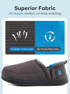 LongBay Men's Slippers Two Tone Comfy Memory Foam Slip-On Indoor Outdoor House Shoes Bedroom Loafers
