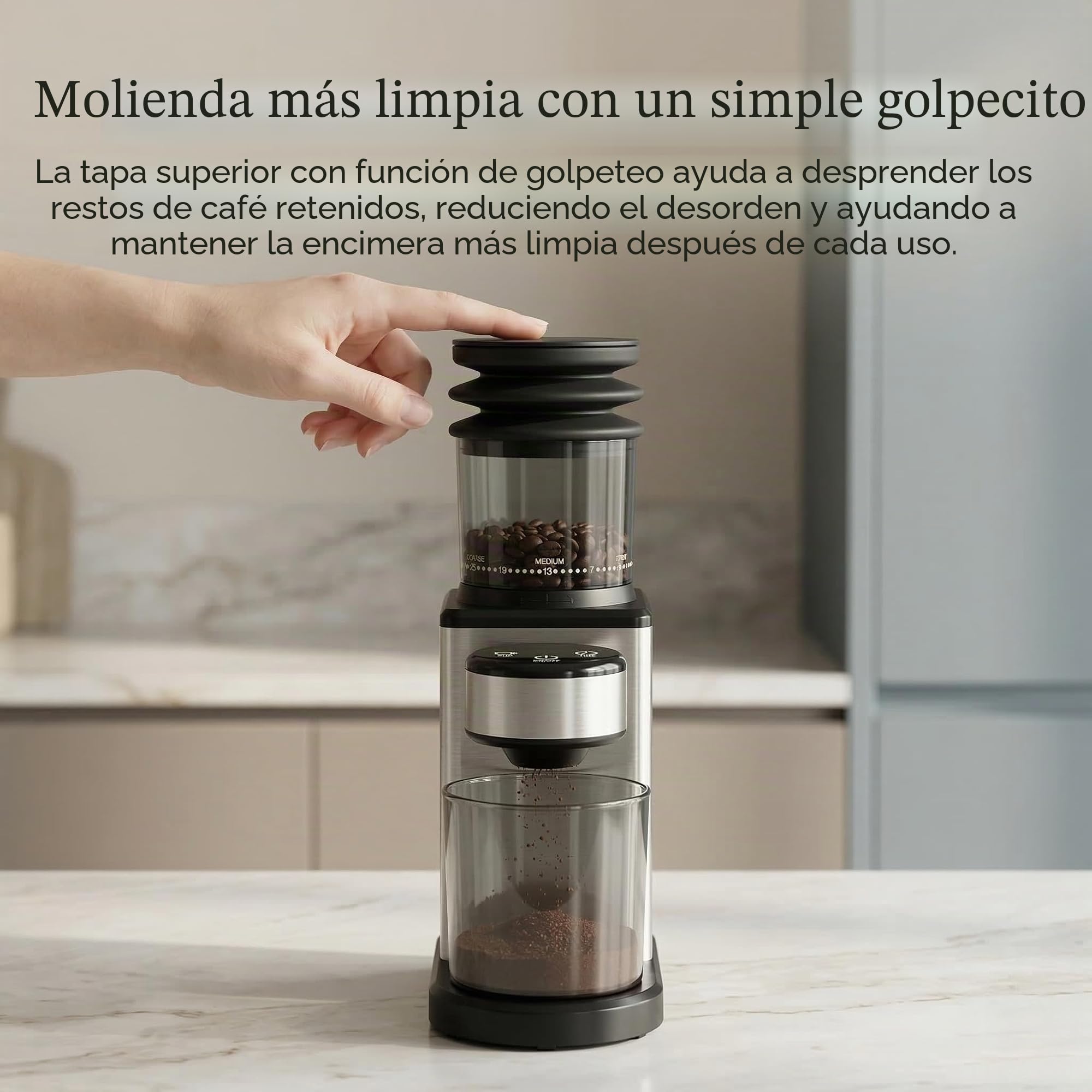 Molinillo de café eléctrico para el hogar, molinillo de cono de acero inoxidable, 25 grados de trituración, molinillo de café silencioso para espresso, café de filtro y jarra de