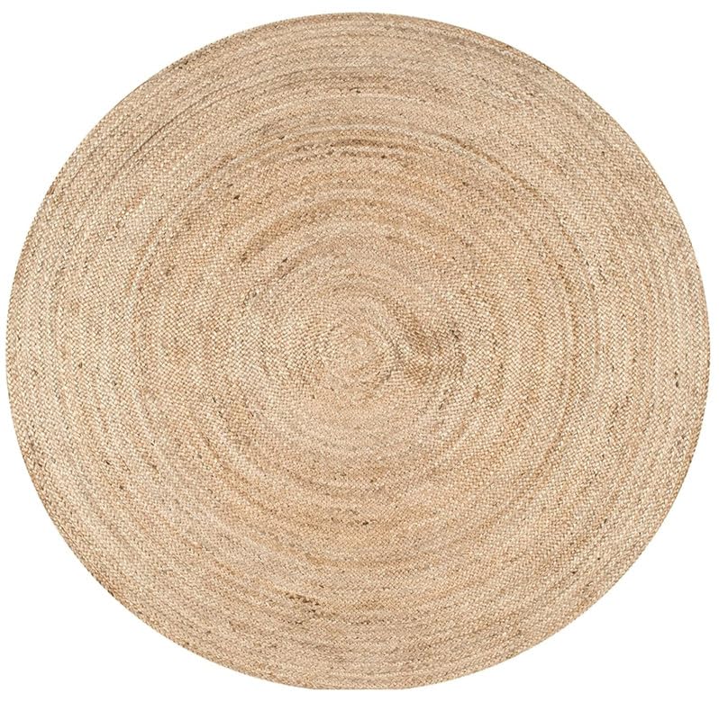 Image of Festive Textile Jute Braided Natural Rug Hand Woven & Reversible for Living Room Kitchen Entryway Rug, Jute Burlap Braided Rag Rug, Farmhouse Rag Rug, Rustic Rug Jute Carpet for Living Room