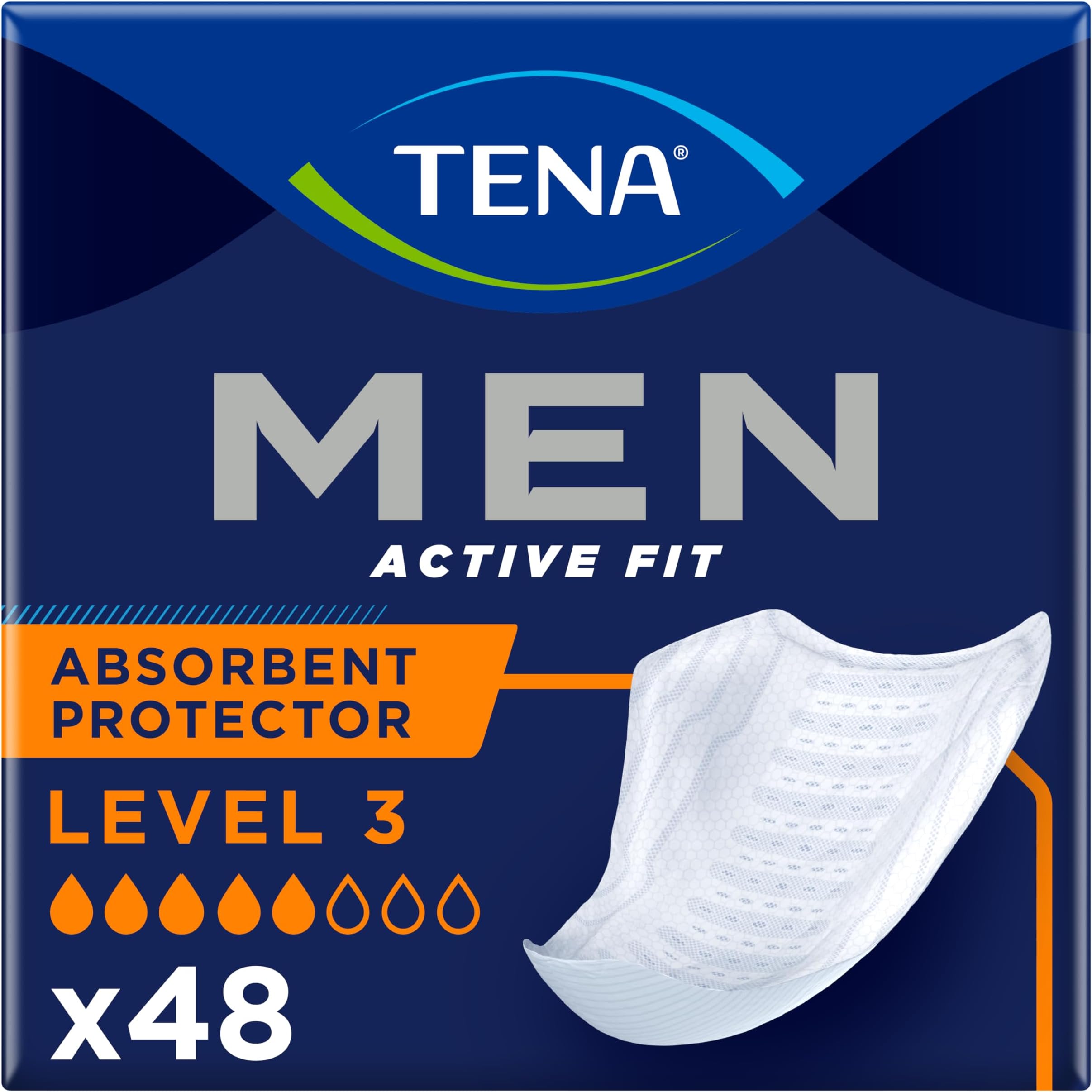 TENA for Men Level 3 โ Insoles for Men with Medium โ Bladder Control Formula โ 6 Packs of 8)