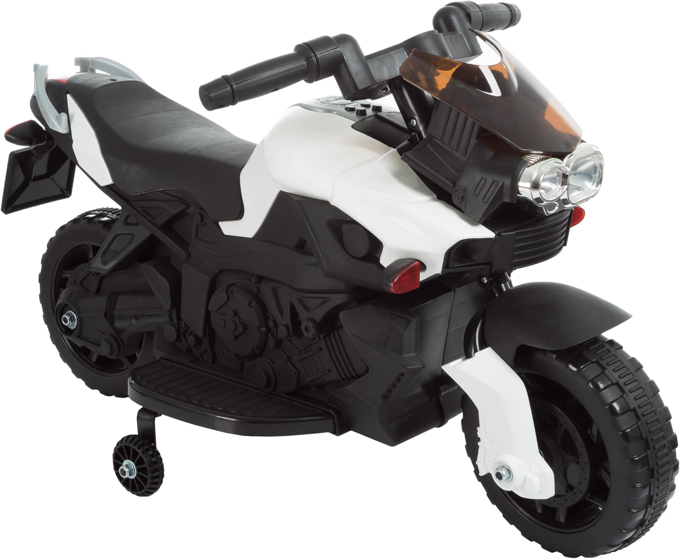 Kids Motorcycle - Electric Ride-On with Training Wheels and Reverse Function - 6V Battery Power Motorbike for Kids Ages 3 to 6 by Lil' Rider (White)