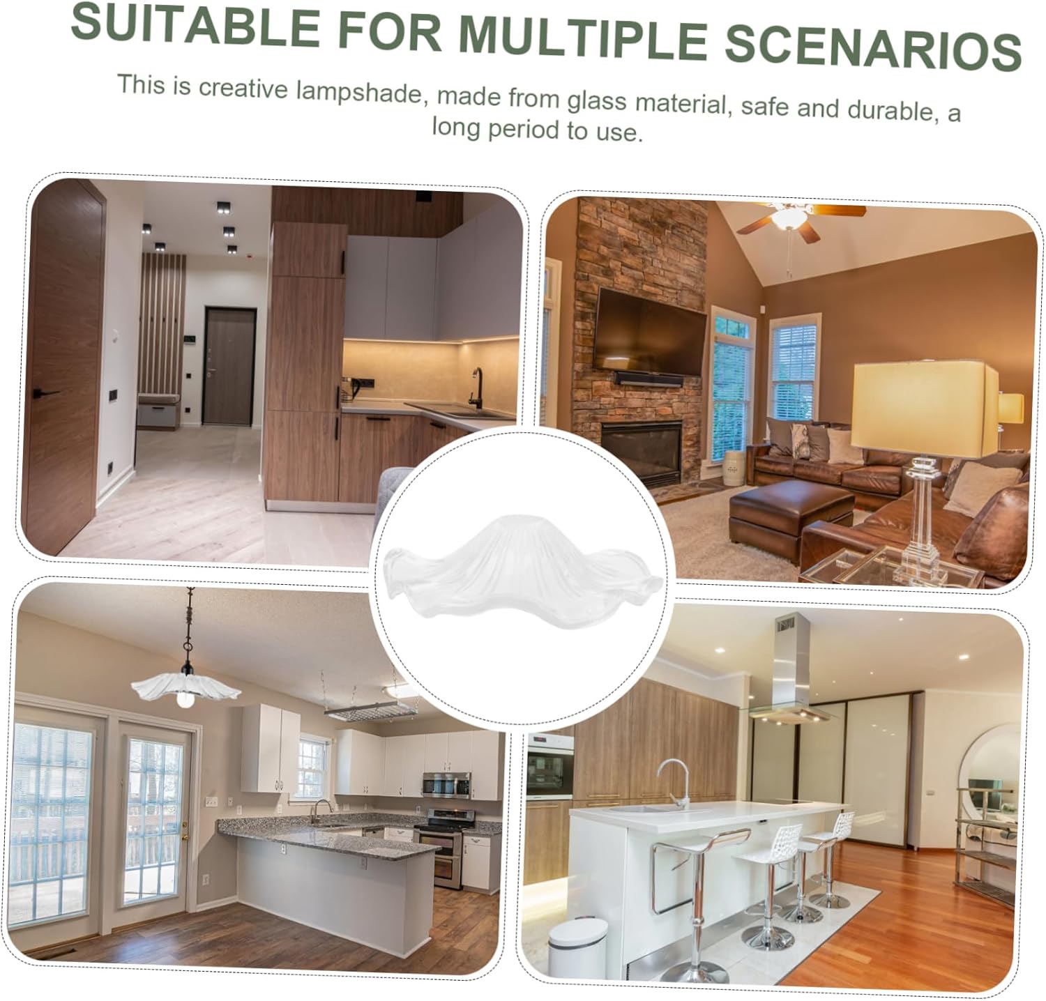 Floral Glass Lampshade Cover Modern Hanging Light Shade for Ceiling Pendant