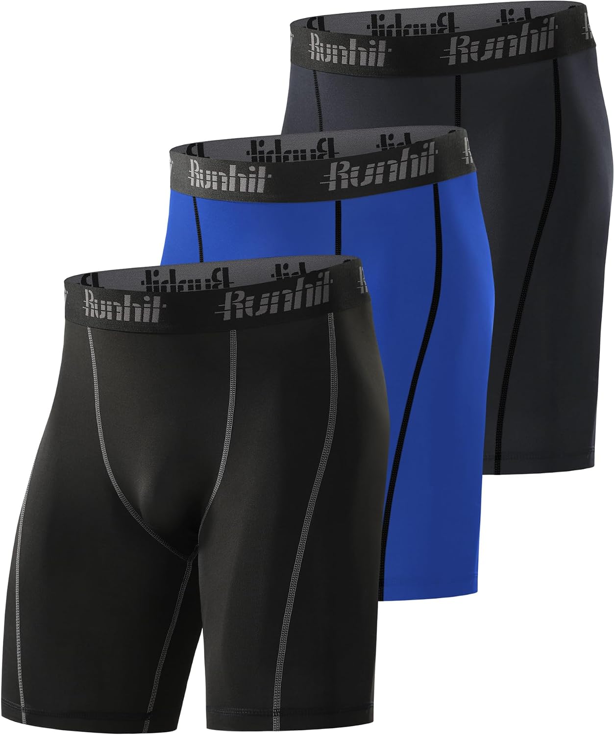 Runhit Compression Shorts Men Spandex Running Shorts Athletic Cool Dry Underwear for Workout Gym Training 3 Pack