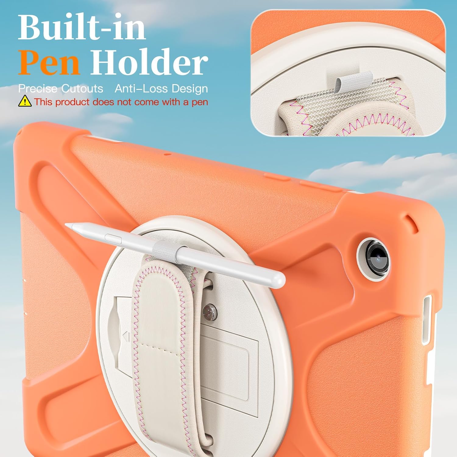 Case for Samsung Galaxy Tab A11+ Plus 11 Inch 2025 Kids Friendly, Heavy Duty Shockproof Rotating Stand with Pencil Holder and Hand Strap for Samsung Tablet (Orange, A11+ Plus 11" 2025)
