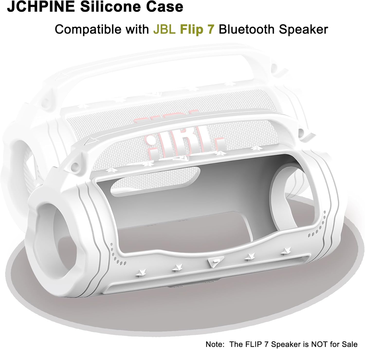 JCHPINE Silicone Cover Case for JBL Flip 7 Portable Speaker, Accessories for JBL Flip 7 Protective Case with Silicone Handle (White) - Image 2