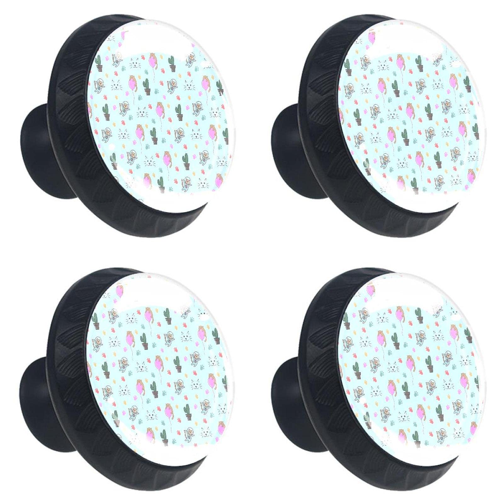 Bouton de tiroir chat en verre poignée meuble multicolore cuisine maison bureau x4