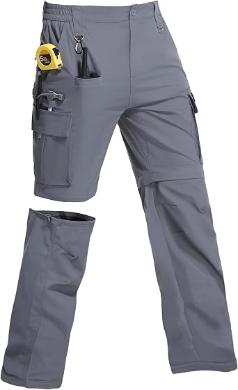 Mens Convertible Hiking Pants Zip Off Pants Mens Lightweight Quick Dry Cargo Pants for Fishing with 9 Pockets