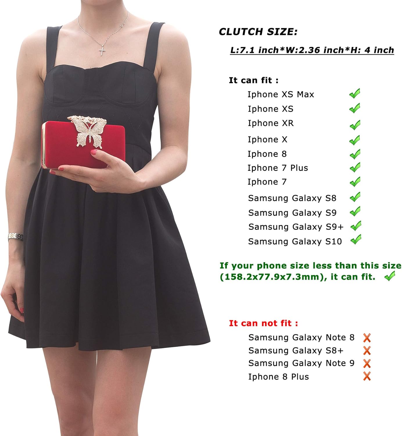 Dexmay Rhinestone Clutch Bag with Crystal Butterfly Clasp Women Evening Handbag Formal Party Purse - Image 7