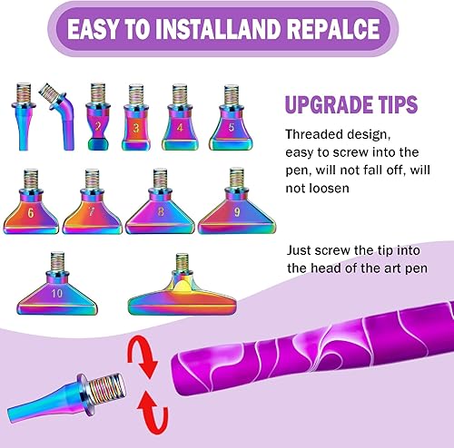 Miniatura 3 de DoreenBow 21 piezas de accesorios para bolígrafos de arte de diamantes de arco iris, puntas multiplacer, herramientas de pintura de arte de diamante